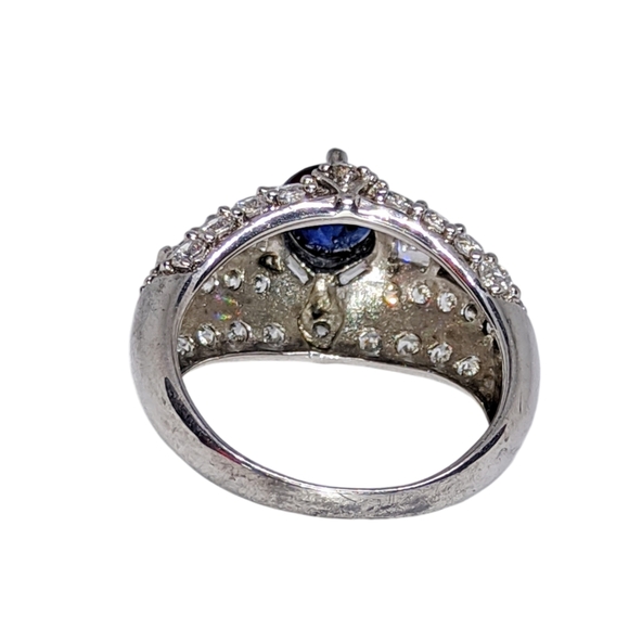 Sterling Silver Designer Ring with Blue Stone - Picture 5 of 6